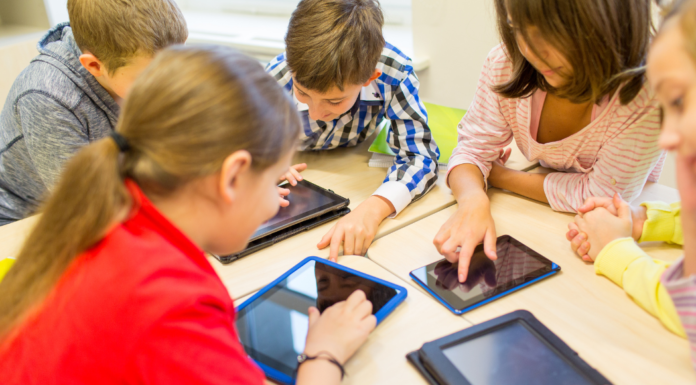 Kindergartners on an app.