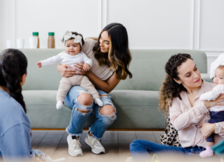 Women in a networking mom group.