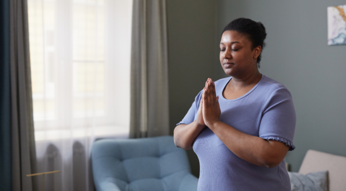 A woman praying.