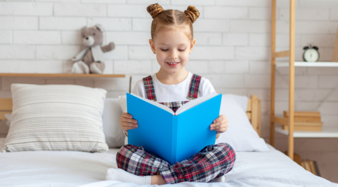 A girl reading a book.
