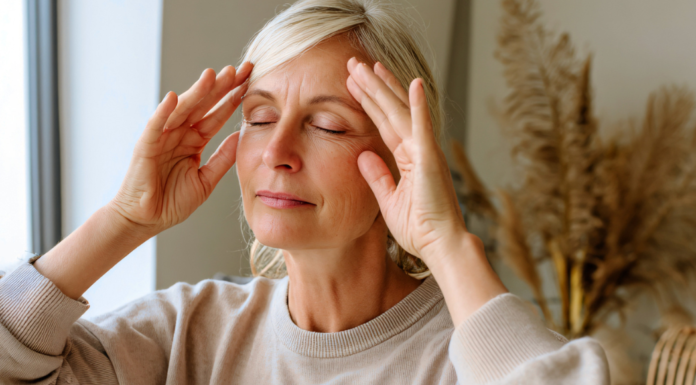 A woman practicing mindfulness.
