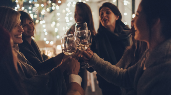 Women drinking at a ladies' night out.