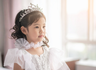 A girl dressed up as a princess.