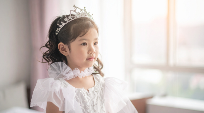 A girl dressed up as a princess.
