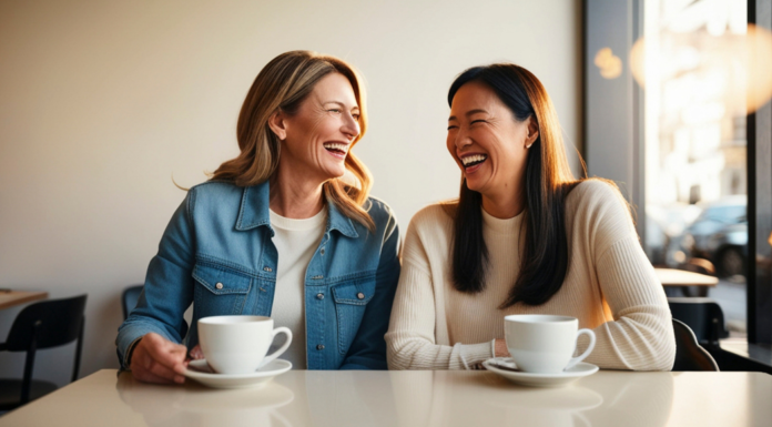 Mother's drinking coffee.