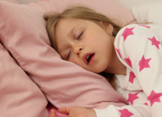 A girl snoring.