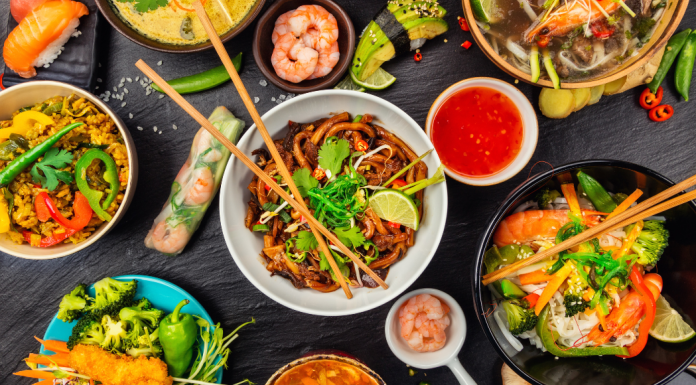 An assortment of Asian food.