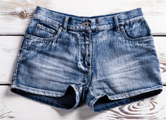 A pair of jean shorts.