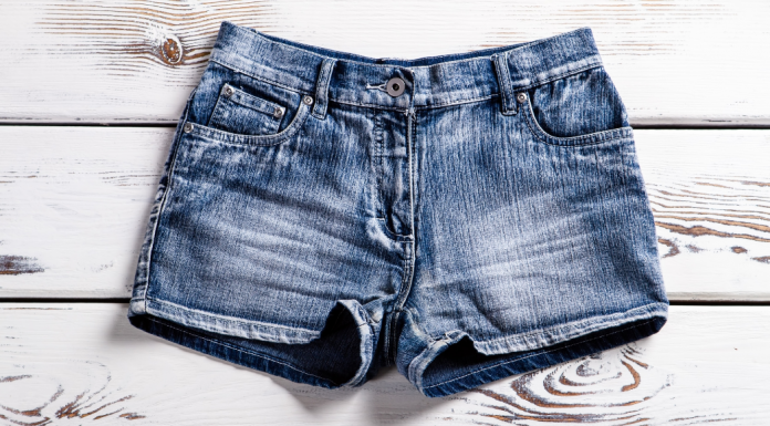 A pair of jean shorts.