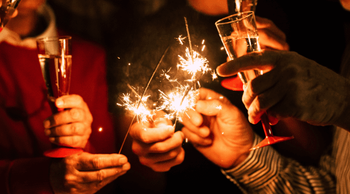 Drinks and sparklers for New Year's Eve.