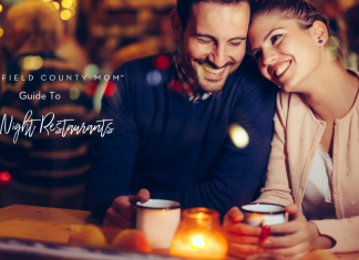 A couple at a date night restaurant.
