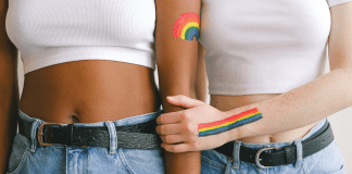 LGBTQIA+ World - Women with pride paint.