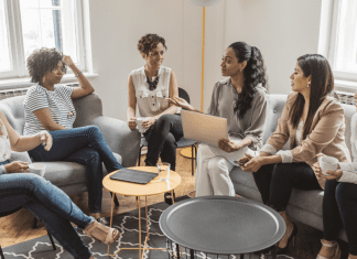A group of women networking.