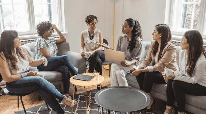 A group of women networking.