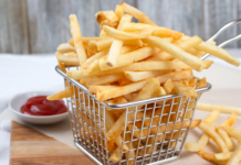 French fries in a basket.
