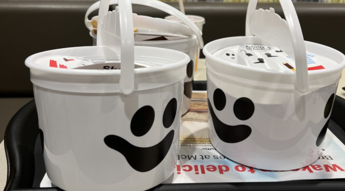 The nostalgia of a McDonald's Happy Meal in a Halloween bucket.