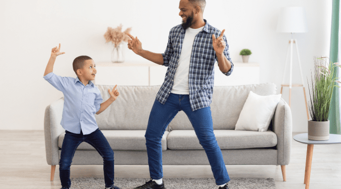 Father and son dancing
