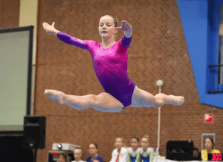 A gymnast performing.