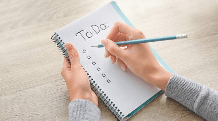Making a to-do list.