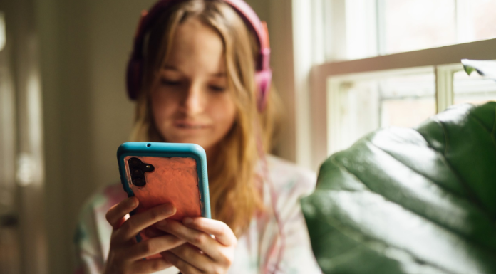 A girl on a smartphone.