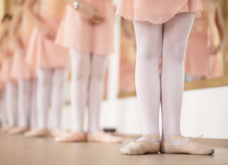 Ballerinas in ballet shoes.