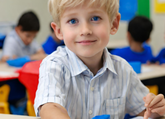 boy in kindergarten classroom