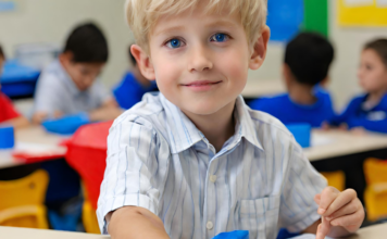 boy in kindergarten classroom