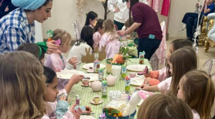 Girls at a tea party spa.