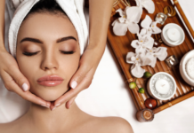 A woman getting a facial.