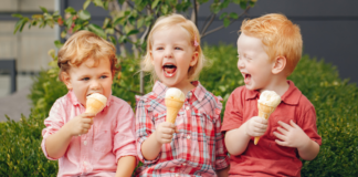 Kids eating ice cream.