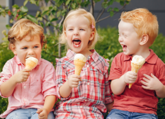 Kids eating ice cream.