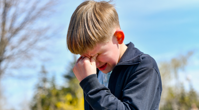 A boy crying.