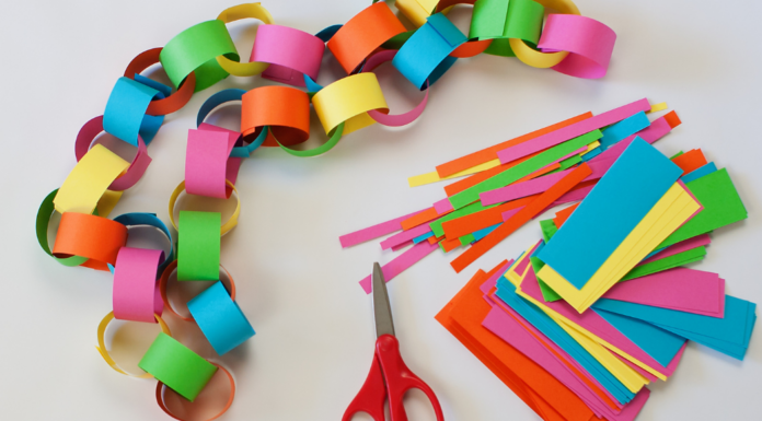 A paper chain to countdown a return of a traveling parent.