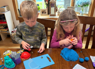Two children playing after school.