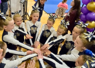 Cheerleaders before a competition.