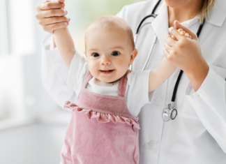 A baby at the pediatrician's office.