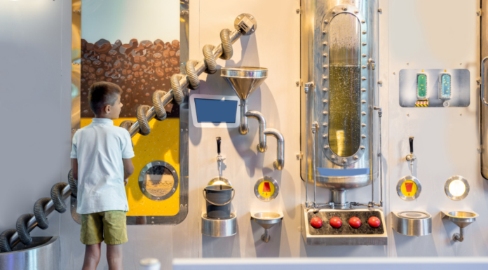Kids exploring at a museum.