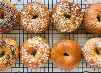 Freshly baked bagels.
