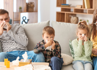 Surviving Flu Season: A Mom’s Guide to Staying Healthy and Recovering Quickly A family sick with the flu.