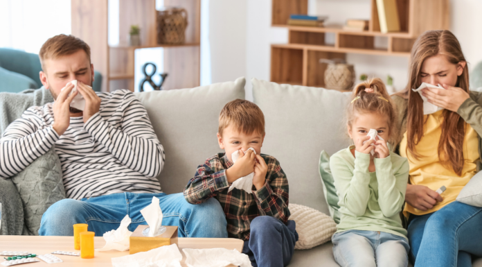 A family sick with the flu.