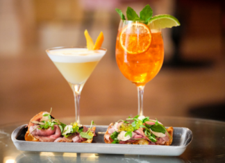 Happy Hour cocktails and appetizers.