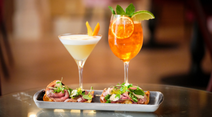 Happy Hour cocktails and appetizers.