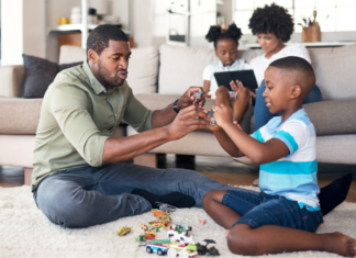 A family playing and spending time with one another.