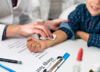 A child undergoing allergy testing.