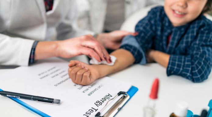 A child undergoing allergy testing.