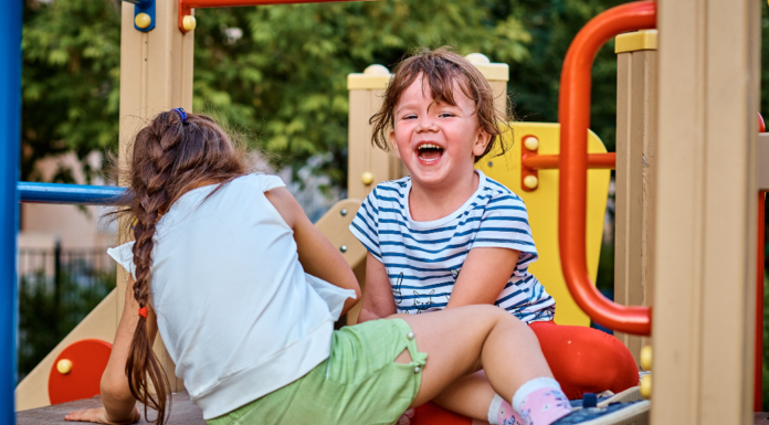 Kids playing on the playground.