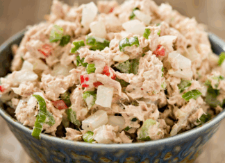Tuna salad in a bowl.