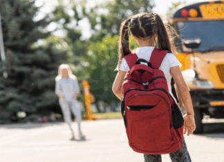 Waiting for the bus to go back to school.