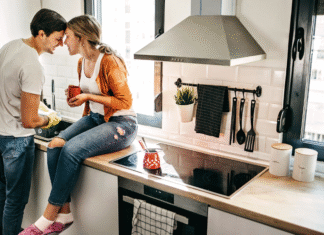 A couple in the kitchen.