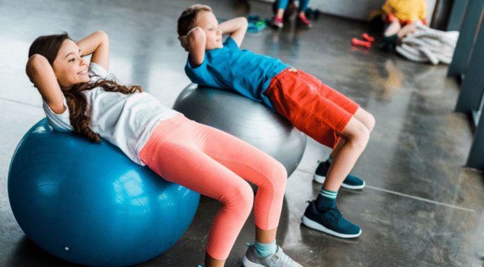 Kids at a gym class.
